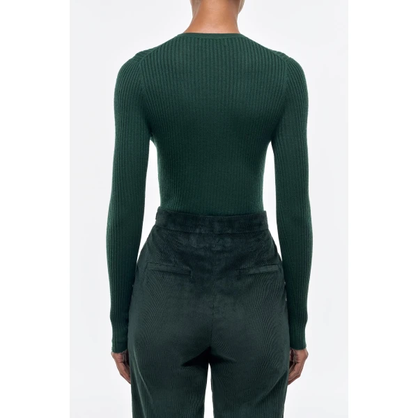 Gabriela Hearst Browning Knit Sweater in English Green Cashmere Silk, view 4