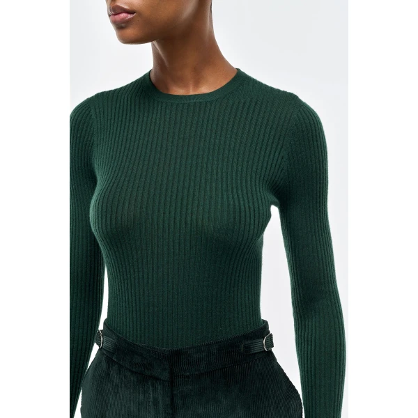 Gabriela Hearst Browning Knit Sweater in English Green Cashmere Silk, view 5