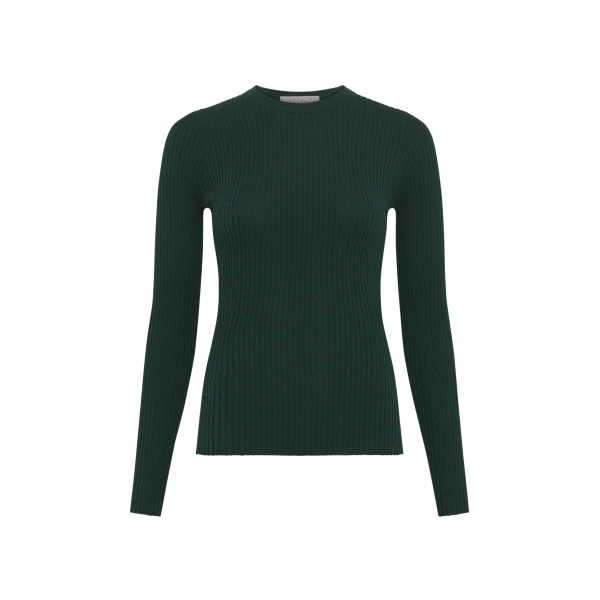 Gabriela Hearst Browning Knit Sweater in English Green Cashmere Silk, view 6