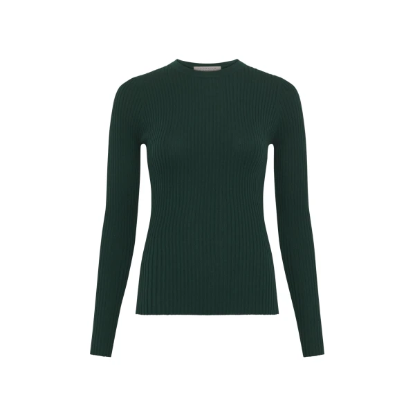 Gabriela Hearst Browning Knit Sweater in English Green Cashmere Silk