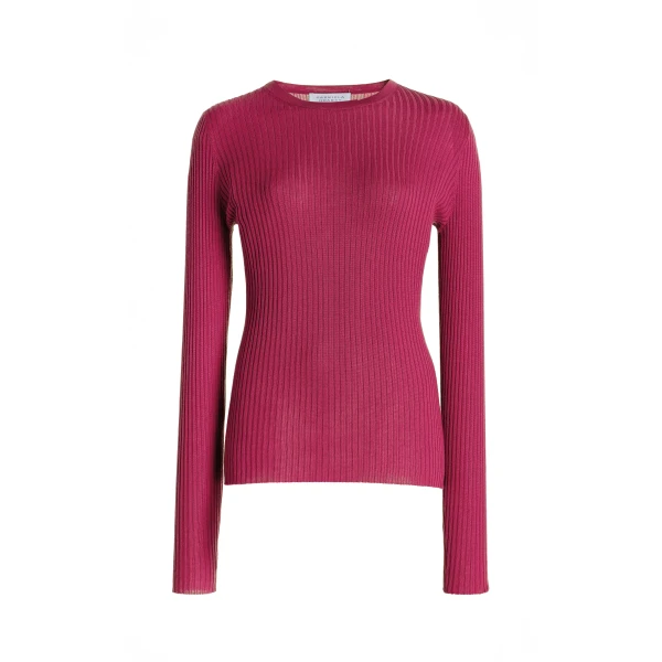 Gabriela Hearst Browning Knit Sweater in Fuchsia Cashmere Silk, view 2
