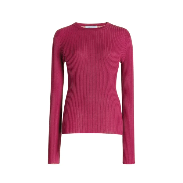 Gabriela Hearst Browning Knit Sweater in Fuchsia Cashmere Silk