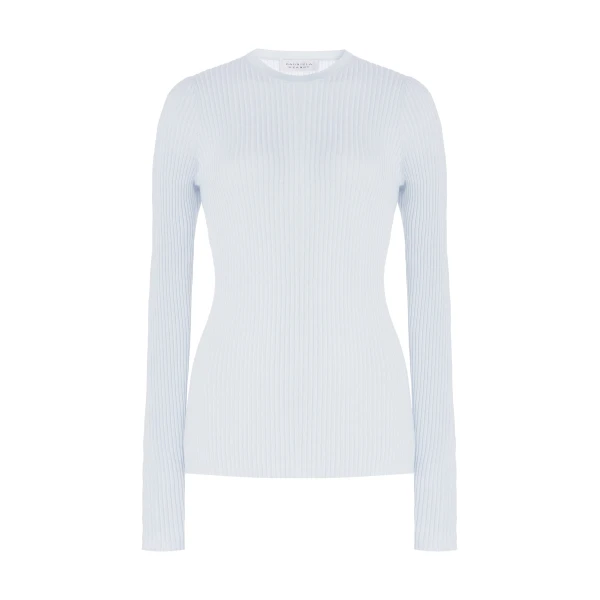 Gabriela Hearst Browning Knit Sweater in Light Blue Cashmere Silk, view 2