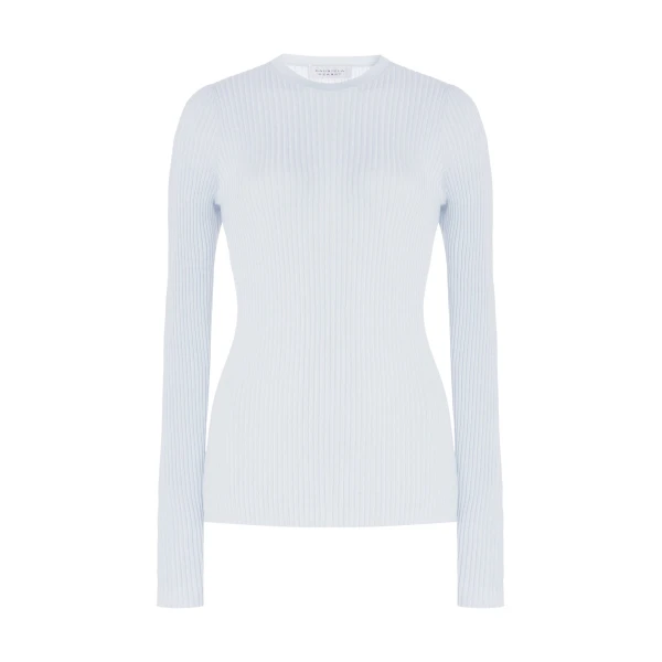 Gabriela Hearst Browning Knit Sweater in Light Blue Cashmere Silk