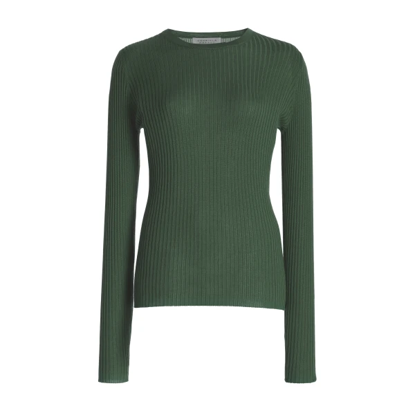 Gabriela Hearst Browning Knit Sweater in Olive Cashmere Silk, view 2