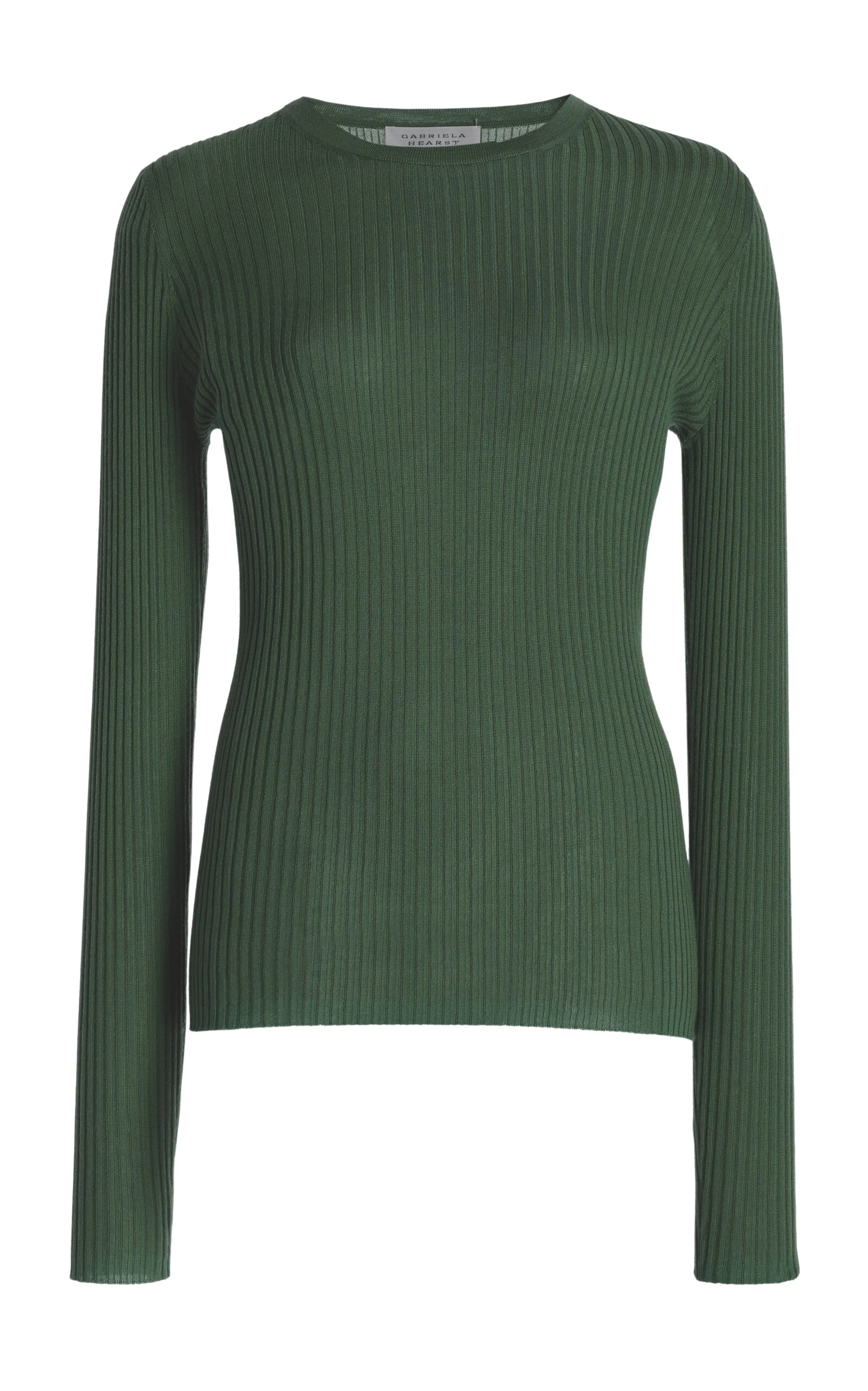 Gabriela Hearst Browning Knit Sweater in Olive Cashmere Silk