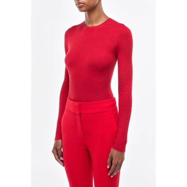 Gabriela Hearst Browning Knit Sweater in Scarlet Red Cashmere Silk, view 3