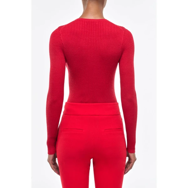 Gabriela Hearst Browning Knit Sweater in Scarlet Red Cashmere Silk, view 4
