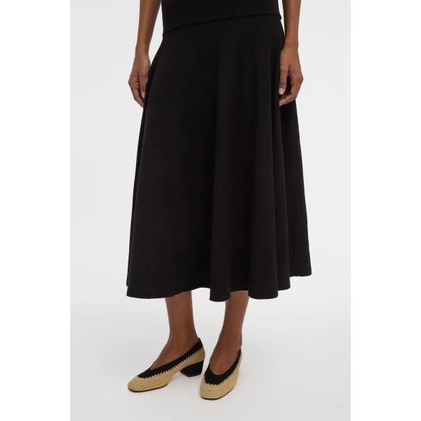 Gabriela Hearst Cairan Knit Maxi Skirt in Black Merino Wool, view 5