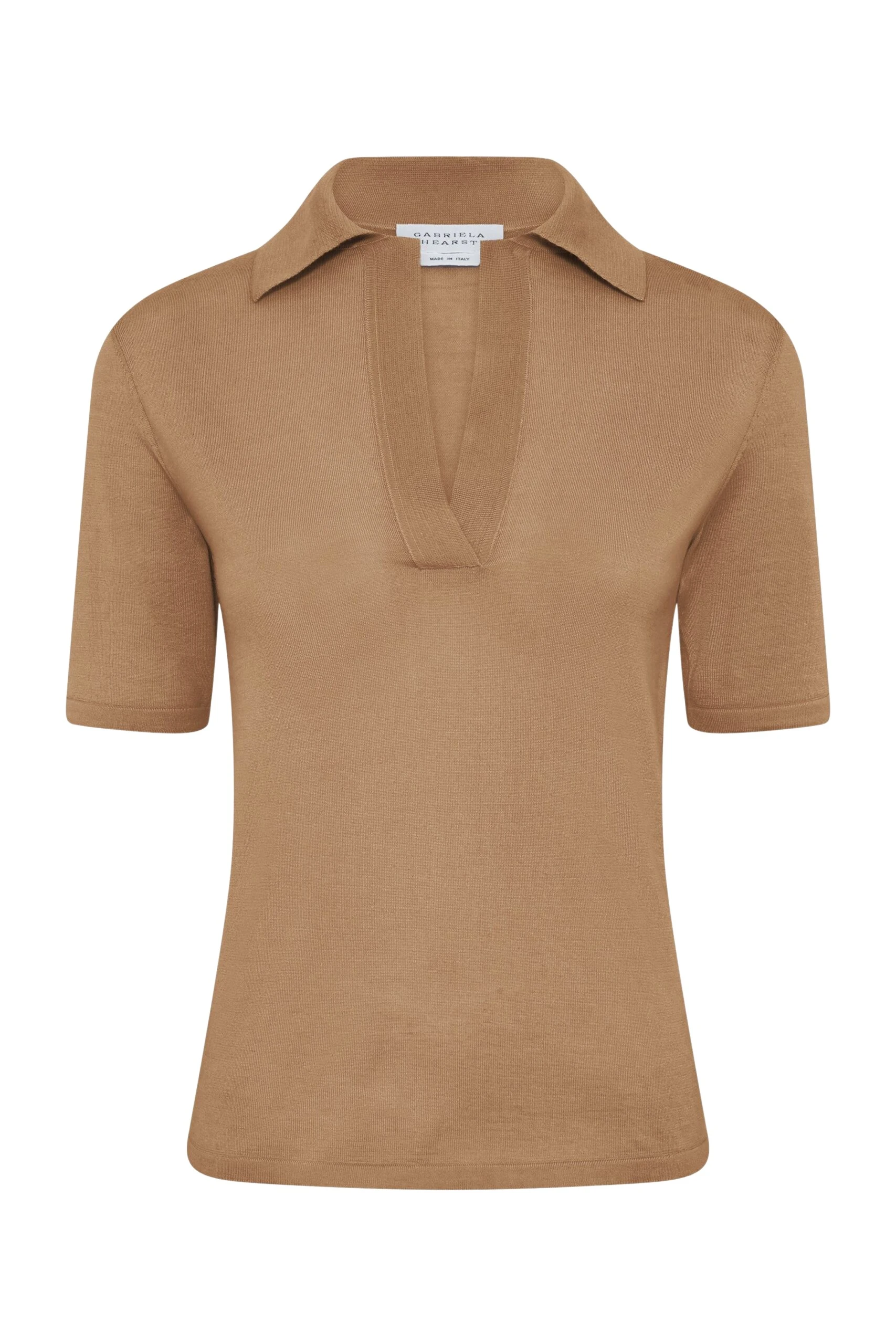 Gabriela-Hearst-Caius-Knit-Short-Sleeve-Polo-in-Camel-Cashmere-Silk-scaled54411_nobg Gabriela Hearst Caius Knit Short Sleeve Polo in Camel Cashmere Silk