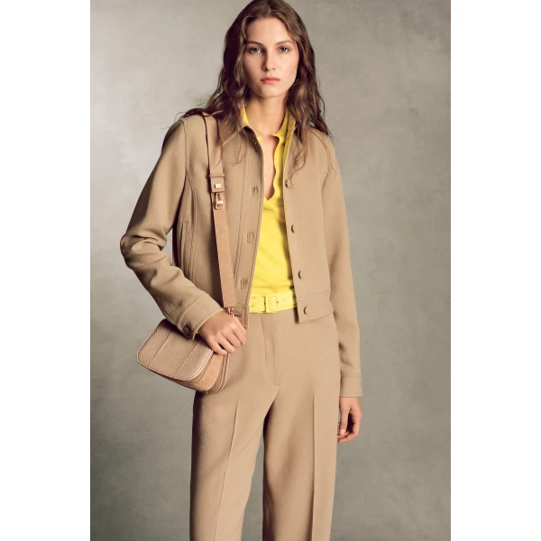 Gabriela Hearst Caius Knit Short Sleeve Polo in Citrine Cashmere Silk, view 2