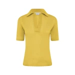 Gabriela Hearst Caius Knit Short Sleeve Polo in Citrine Cashmere Silk
