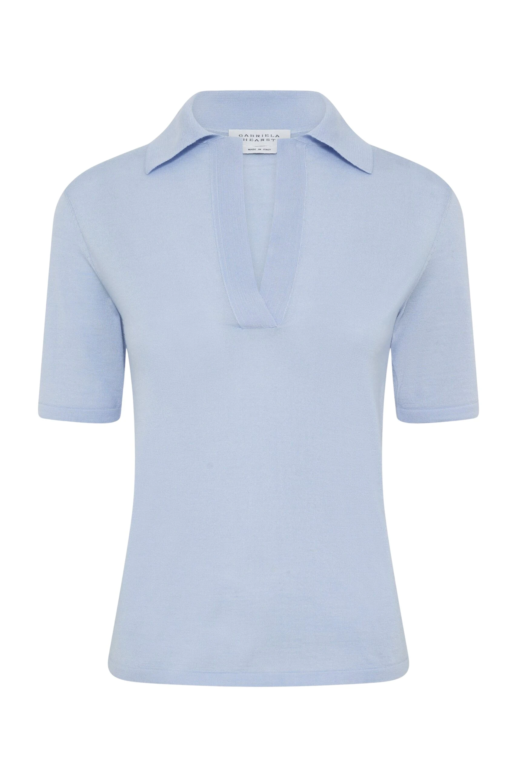 Gabriela-Hearst-Caius-Knit-Short-Sleeve-Polo-in-Halogen-Blue-Cashmere-Silk-scaled30525_nobg Gabriela Hearst Caius Knit Short Sleeve Polo in Halogen Blue Cashmere Silk