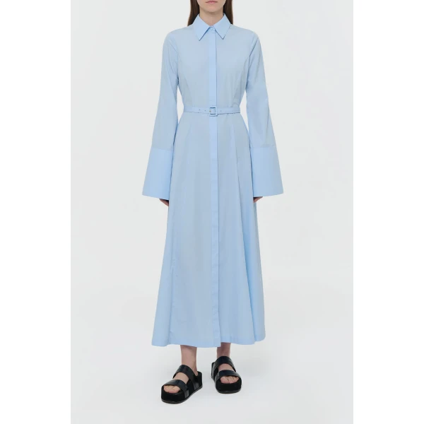 Gabriela Hearst Carmina Maxi Shirtdress in Light Blue Sea Island Cotton Dress, view 2