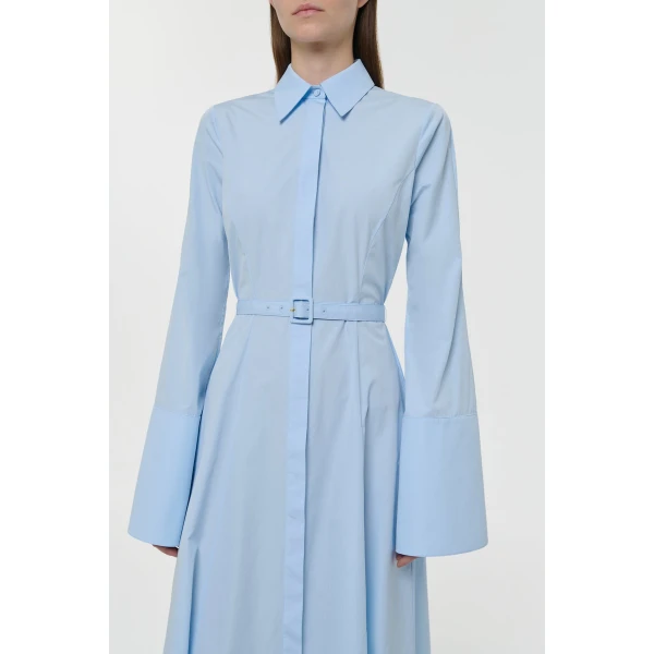 Gabriela Hearst Carmina Maxi Shirtdress in Light Blue Sea Island Cotton Dress, view 5