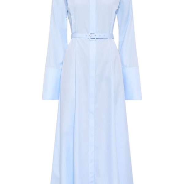 Gabriela Hearst Carmina Maxi Shirtdress in Light Blue Sea Island Cotton Dress, view 6