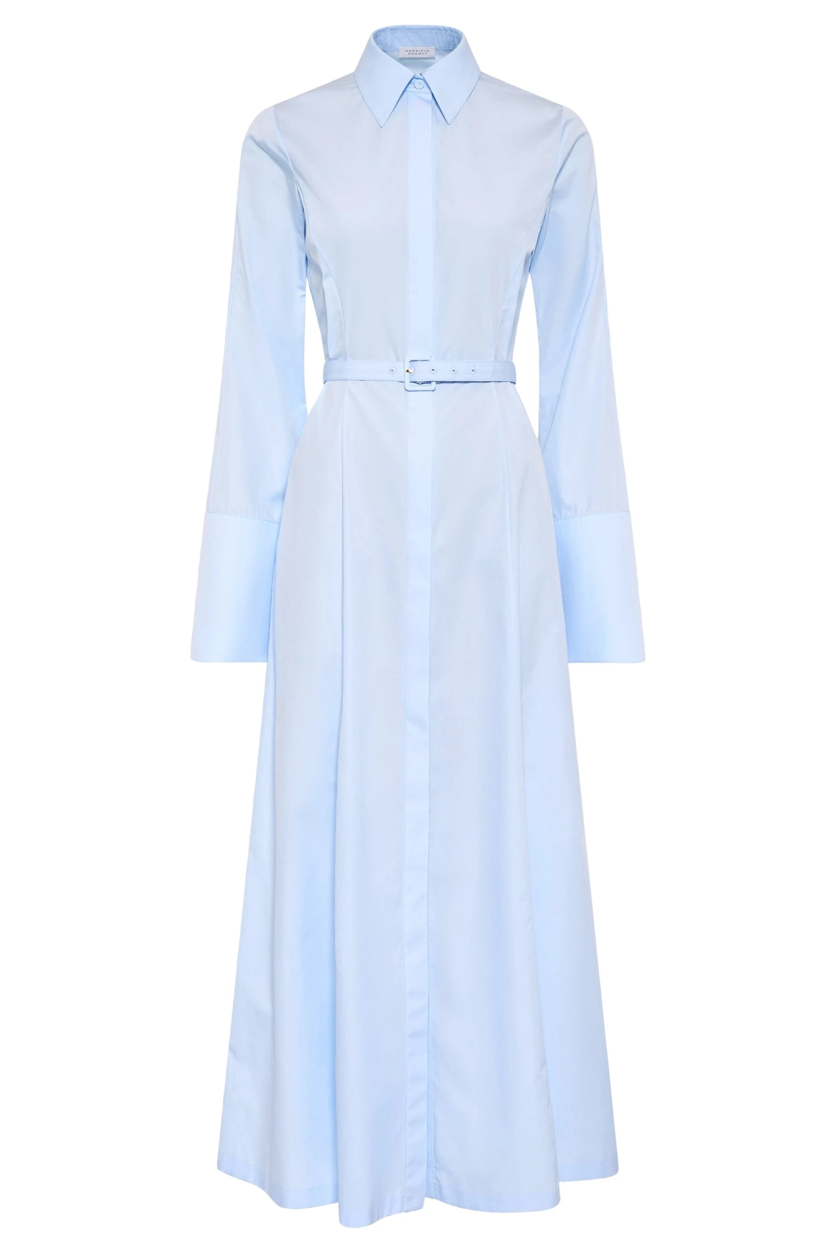 Gabriela Hearst Carmina Maxi Shirtdress in Light Blue Sea Island Cotton Dress