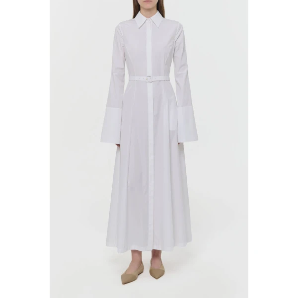 Gabriela Hearst Carmina Maxi Shirtdress in White Sea Island Cotton Dress, view 2