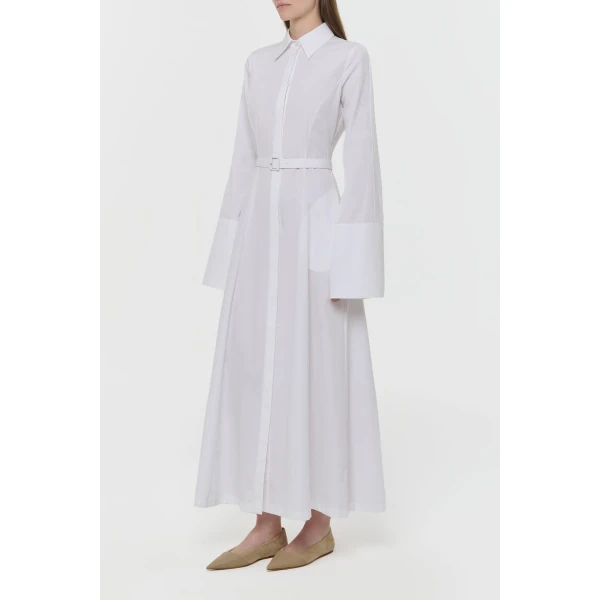 Gabriela Hearst Carmina Maxi Shirtdress in White Sea Island Cotton Dress, view 3