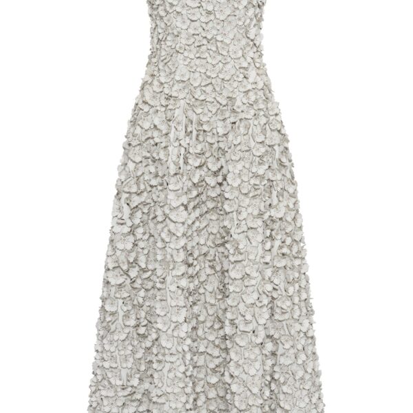 Gabriela Hearst Ceolan Embroidered Floral Maxi Dress in White Leather, view 6