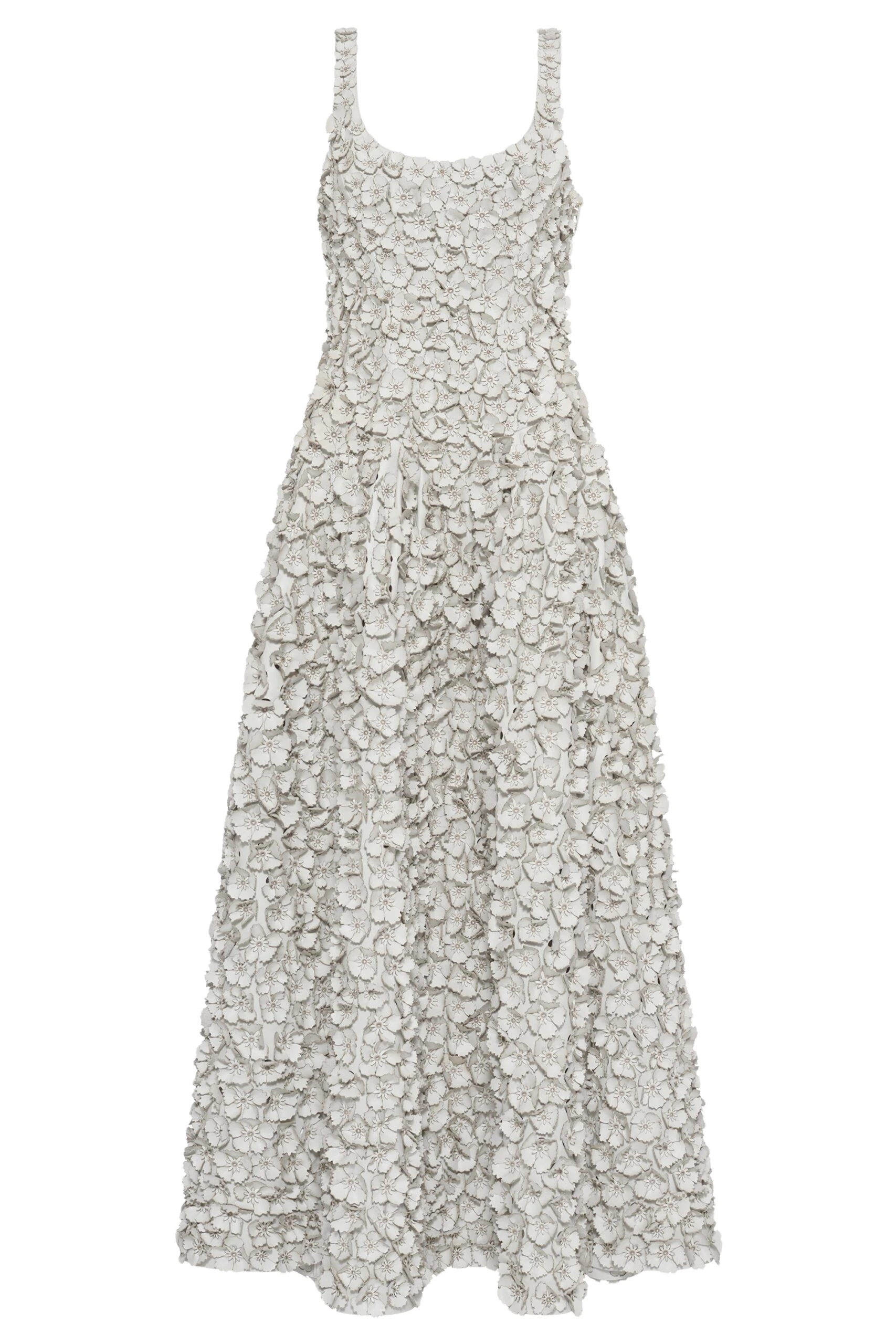Gabriela Hearst Ceolan Embroidered Floral Maxi Dress in White Leather