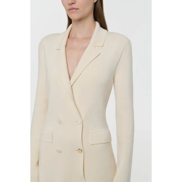 Gabriela Hearst Ceto Knit Blazer in Off White Merino Wool Cashmere, view 5