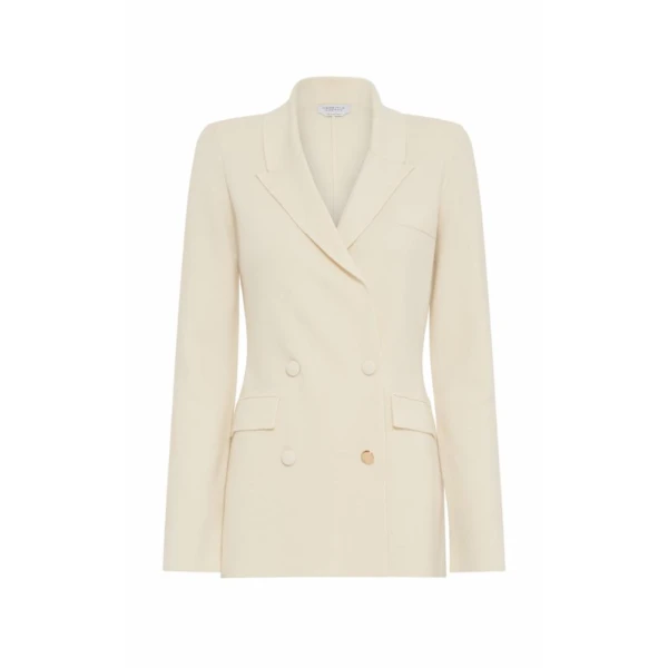 Gabriela Hearst Ceto Knit Blazer in Off White Merino Wool Cashmere, view 6