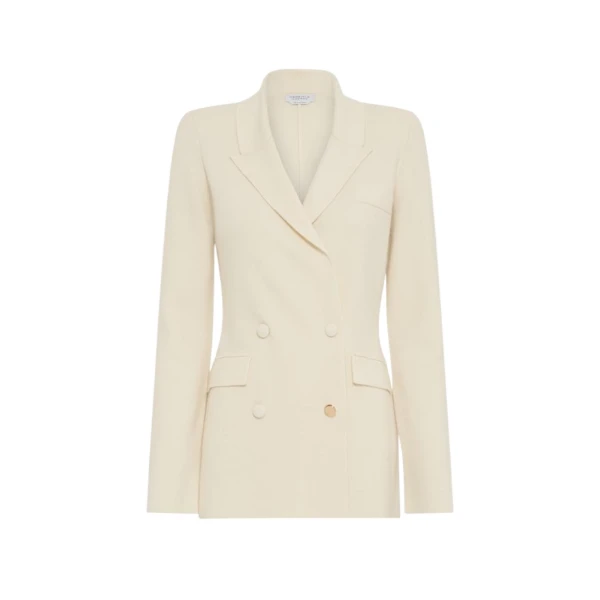 Gabriela Hearst Ceto Knit Blazer in Off White Merino Wool Cashmere