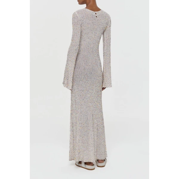 Gabriela Hearst Chandra Knit Maxi Dress in Ivory Multi Beaded Cashmere Silk, view 4