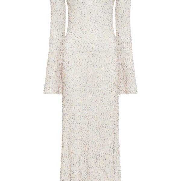 Gabriela Hearst Chandra Knit Maxi Dress in Ivory Multi Beaded Cashmere Silk, view 6