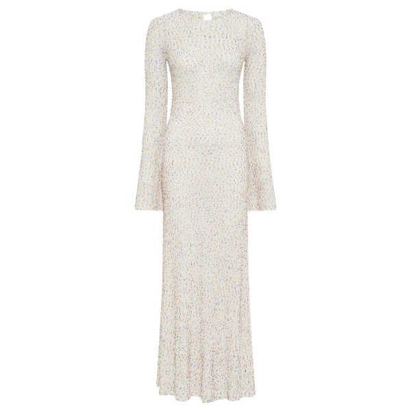 Gabriela Hearst Chandra Knit Maxi Dress in Ivory Multi Beaded Cashmere Silk