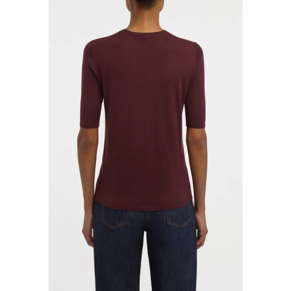 Gabriela Hearst Chryse Knit T-Shirt in Bordeaux Cashmere Silk with Hemp, view 4