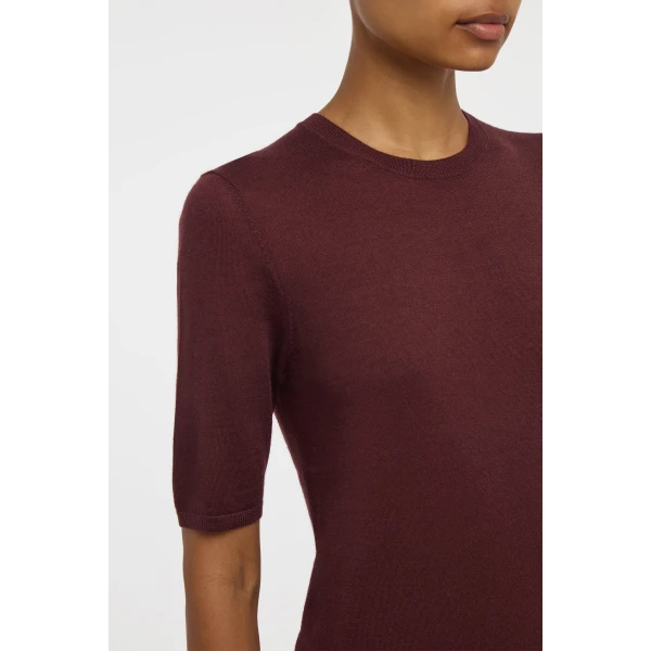 Gabriela Hearst Chryse Knit T-Shirt in Bordeaux Cashmere Silk with Hemp, view 5