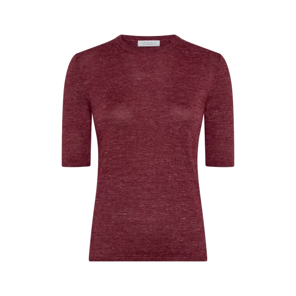 Gabriela Hearst Chryse Knit T-Shirt in Bordeaux Cashmere Silk with Hemp, view 6