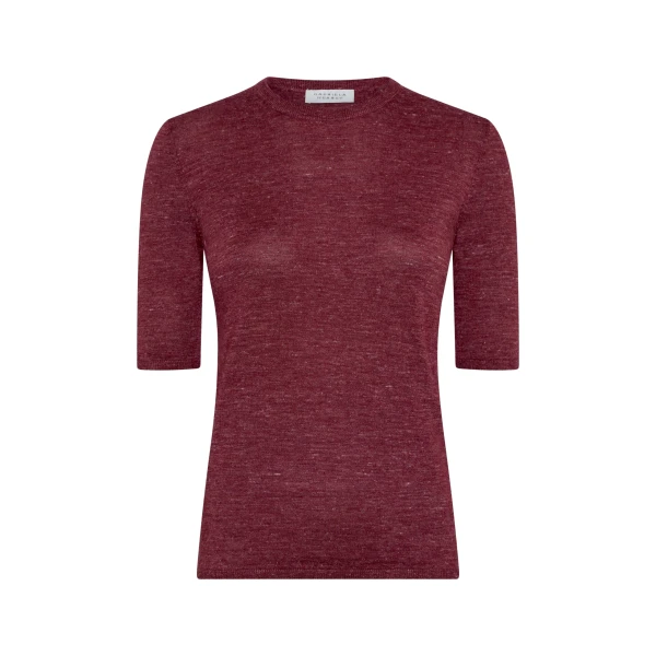 Gabriela Hearst Chryse Knit T-Shirt in Bordeaux Cashmere Silk with Hemp