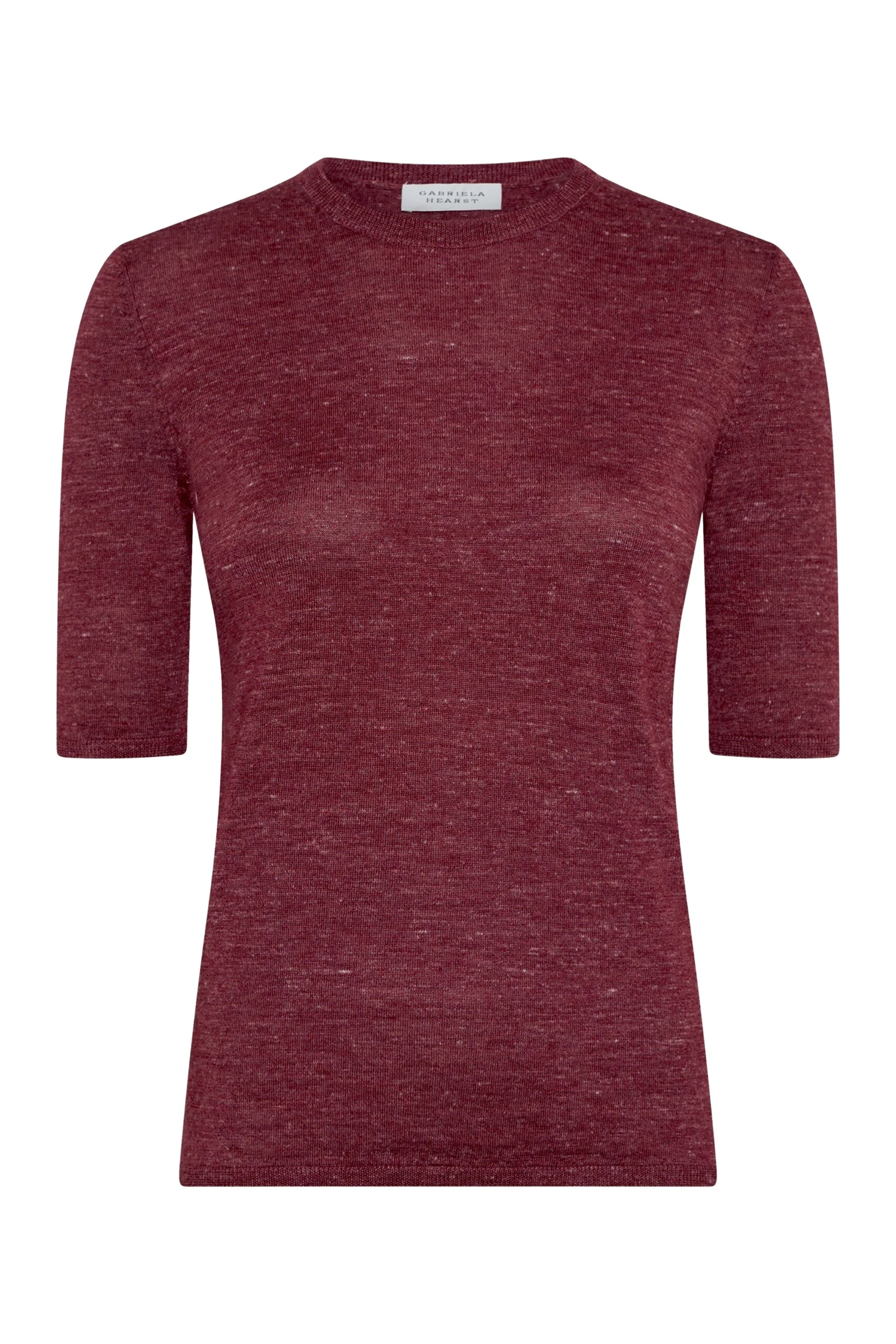 Gabriela Hearst Chryse Knit T-Shirt in Bordeaux Cashmere Silk with Hemp