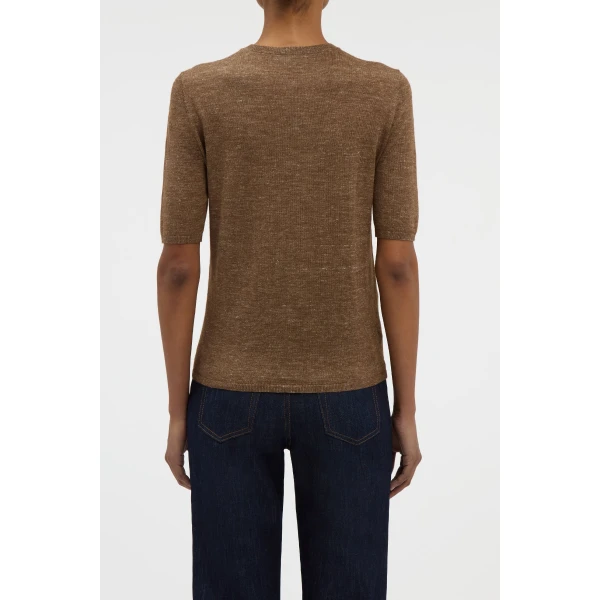 Gabriela Hearst Chryse Knit T-Shirt in Chestnut Cashmere Silk with Hemp, view 4