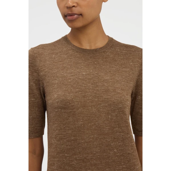 Gabriela Hearst Chryse Knit T-Shirt in Chestnut Cashmere Silk with Hemp, view 5