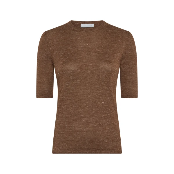 Gabriela Hearst Chryse Knit T-Shirt in Chestnut Cashmere Silk with Hemp, view 6