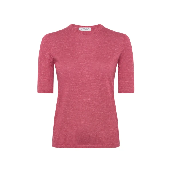 Gabriela Hearst Chryse Knit T-Shirt in Fuchsia Cashmere Silk with Hemp, view 2