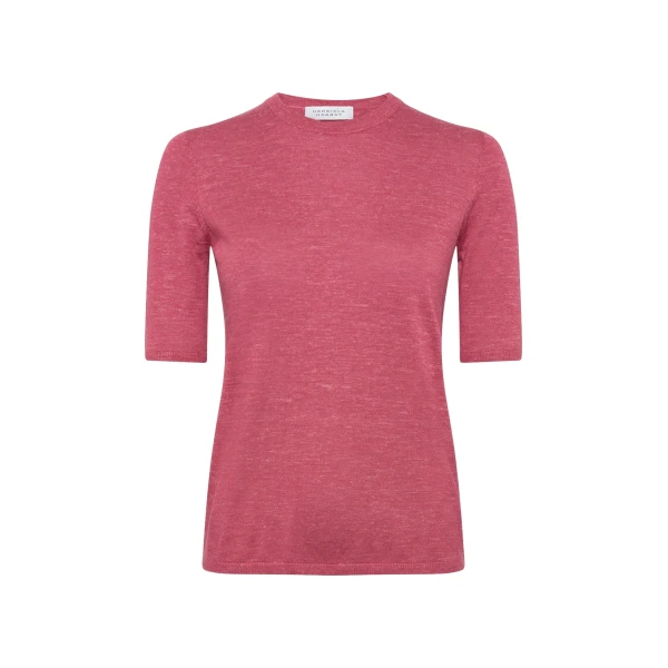Gabriela Hearst Chryse Knit T-Shirt in Fuchsia Cashmere Silk with Hemp
