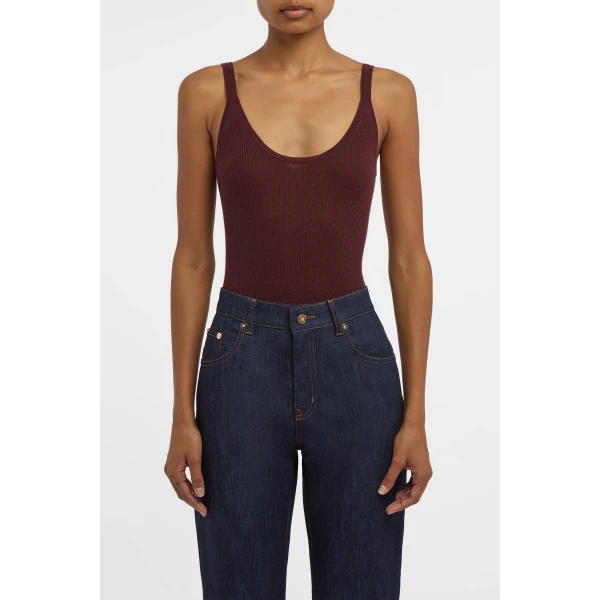 Gabriela Hearst Cinxia Knit Tank Top in Bordeaux Cashmere Silk with Hemp, view 2