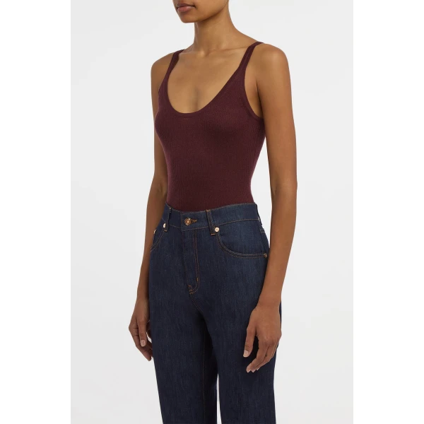 Gabriela Hearst Cinxia Knit Tank Top in Bordeaux Cashmere Silk with Hemp, view 3