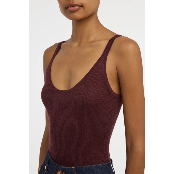Gabriela Hearst Cinxia Knit Tank Top in Bordeaux Cashmere Silk with Hemp, view 5