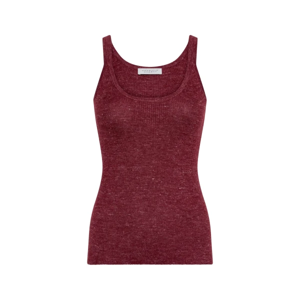 Gabriela Hearst Cinxia Knit Tank Top in Bordeaux Cashmere Silk with Hemp