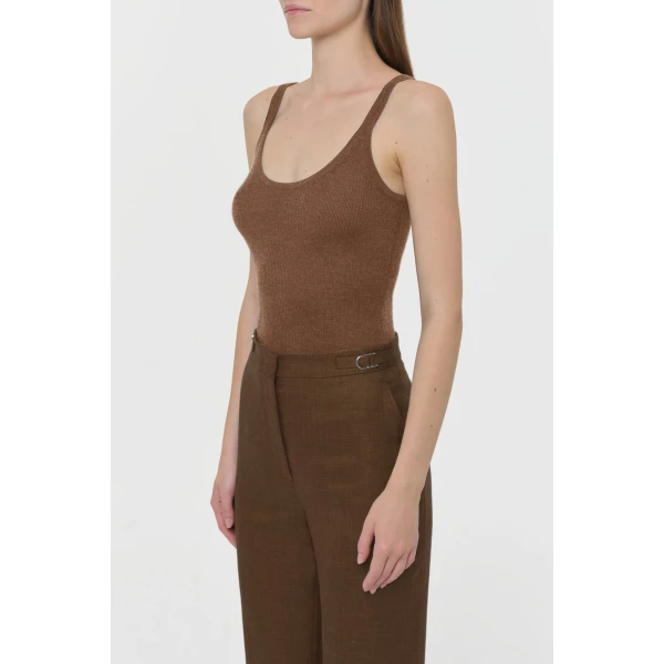 Gabriela Hearst Cinxia Knit Tank Top in Chestnut Cahmere Silk with Hemp, view 3
