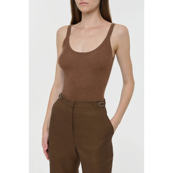 Gabriela Hearst Cinxia Knit Tank Top in Chestnut Cahmere Silk with Hemp, view 5
