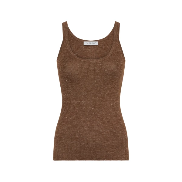 Gabriela Hearst Cinxia Knit Tank Top in Chestnut Cahmere Silk with Hemp