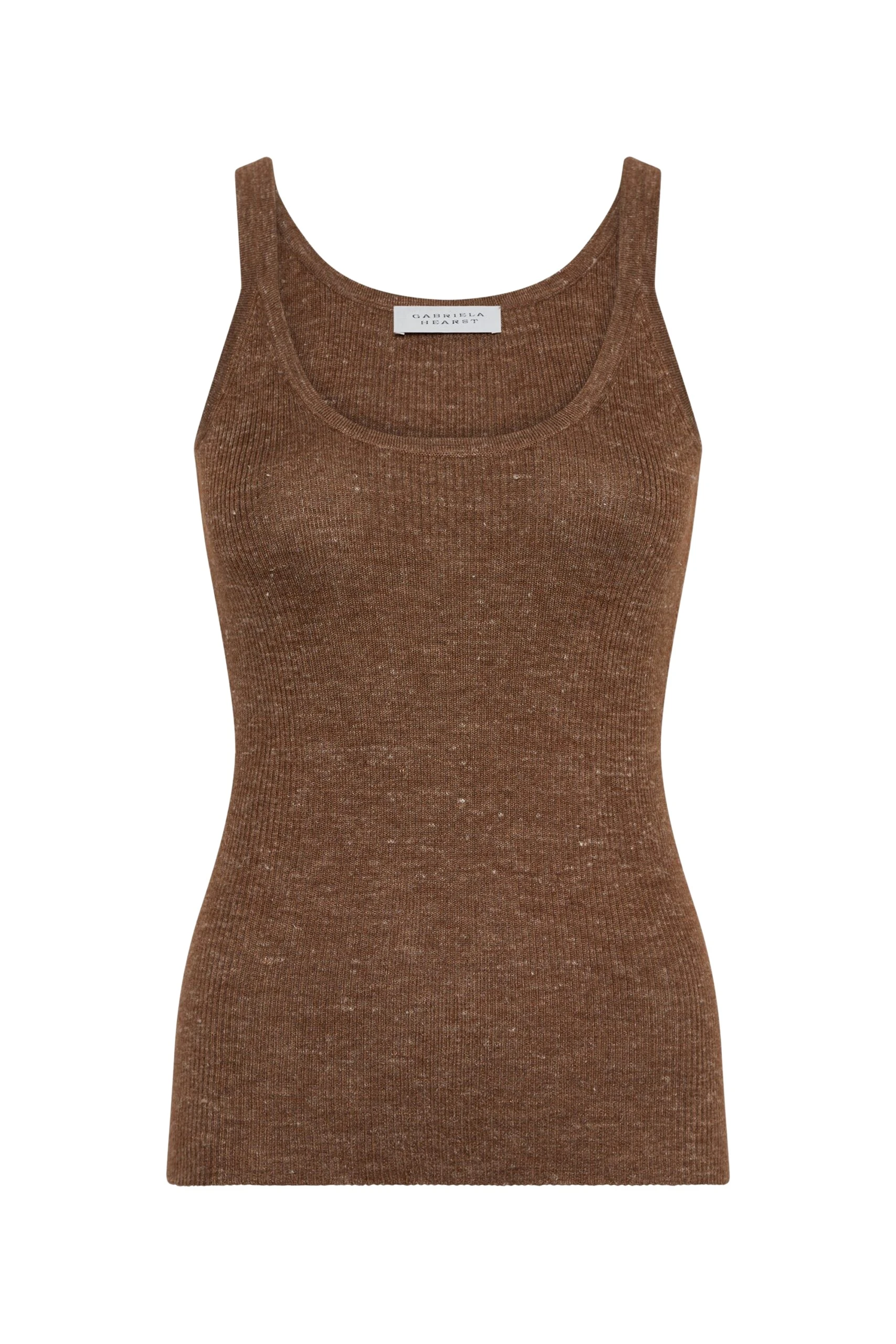 Gabriela Hearst Cinxia Knit Tank Top in Chestnut Cahmere Silk with Hemp