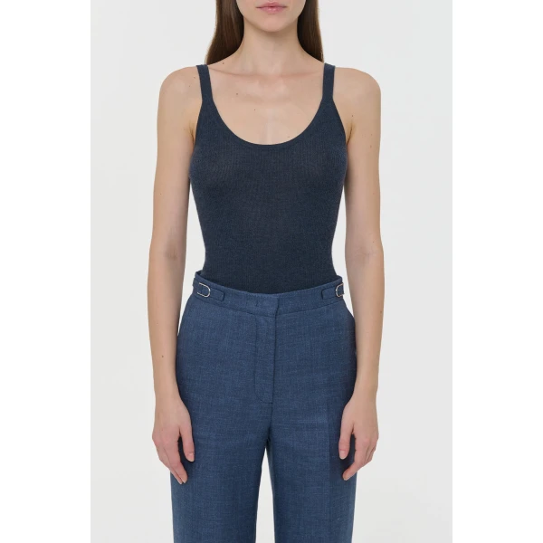 Gabriela Hearst Cinxia Knit Tank Top in Denim Cashmere Silk, view 2
